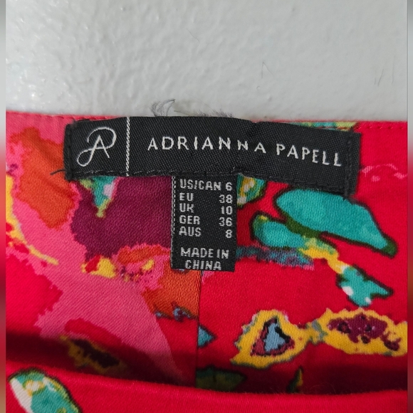Adrianna Papell Red Floral Dress Size 6 - Picture 6 of 8